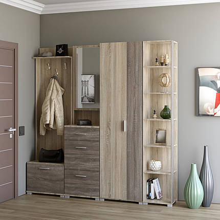 Передпокій Еверест Бриз-4 з шафою ШП-2 (4 елементи) сонома + трюфель (DTM-2659), фото 1