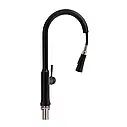 Змішувач нержавійка для кухні з висувним виливом Qtap Baruska Black Matt, фото 2
