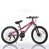 Велосипед горный двухколесный на алюминиевой раме 11" Profi MTB2401 24 дюймов Фиолетовый