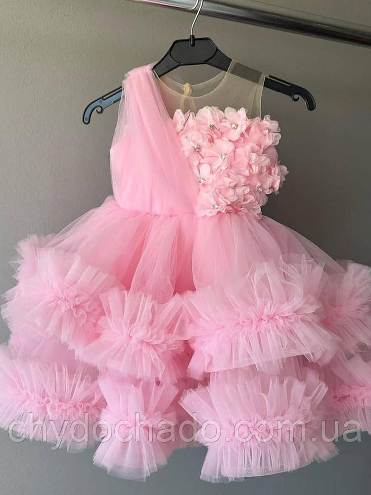 Нарядна сукня на дівчинку рожева зріст 116-122, 122-128