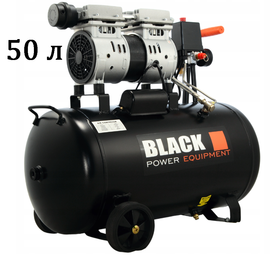 Повітряний безмасляний компресор 50 л Black 12860 1 л.с  компресор безмасляний для фарбопульта та пневмоінструменту