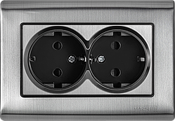 Розетка двомісна з заземленням з шторками серія "GRAND" ТМ"MARSHEL"