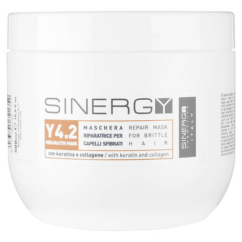 Маска для реконструкції пошкодженого волосся з кератином Sinergy Y4.2 Keratin Mask, 500 мл (8033745721352), фото 1