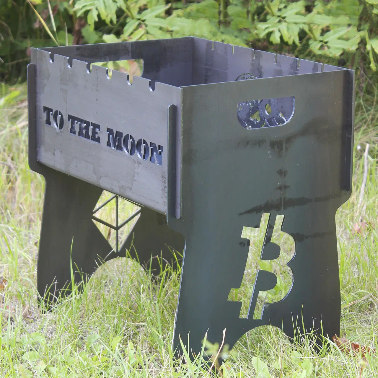 Мангал на 8 шт розбірний Біткойн з індивідуальним гравіюванням - у подарунок. Подарунковий мангал, фото 1