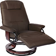 Крісло коричневе для відпочинку з масажем + пуф + обігрів