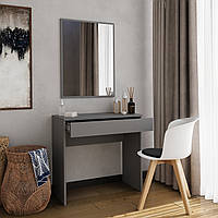 Туалетный столик серый для макияжа без зеркала для спальни ширина 80 см