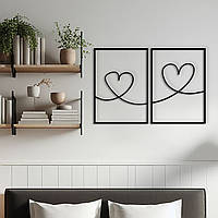 Картина лофт, настінний декор для дому "Закохані Серця", декоративне панно 25x38 см