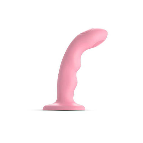 Насадка для страпону з подвійною точковою пульсацією Strap-On-Me TAPPING DILDO WAVE — CORAL PINK, фото 1