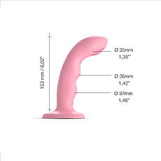 Насадка для страпону з подвійною точковою пульсацією Strap-On-Me TAPPING DILDO WAVE — CORAL PINK, фото 2