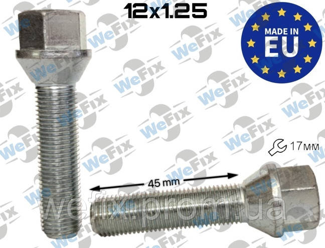 Болт колісний M12х1,25х45 конус цинк ключ 17