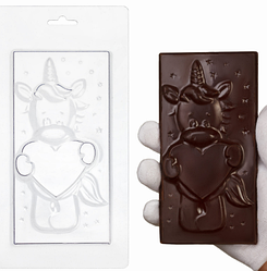 Пластикова форма для шоколаду (Єдиноріг із серцем)