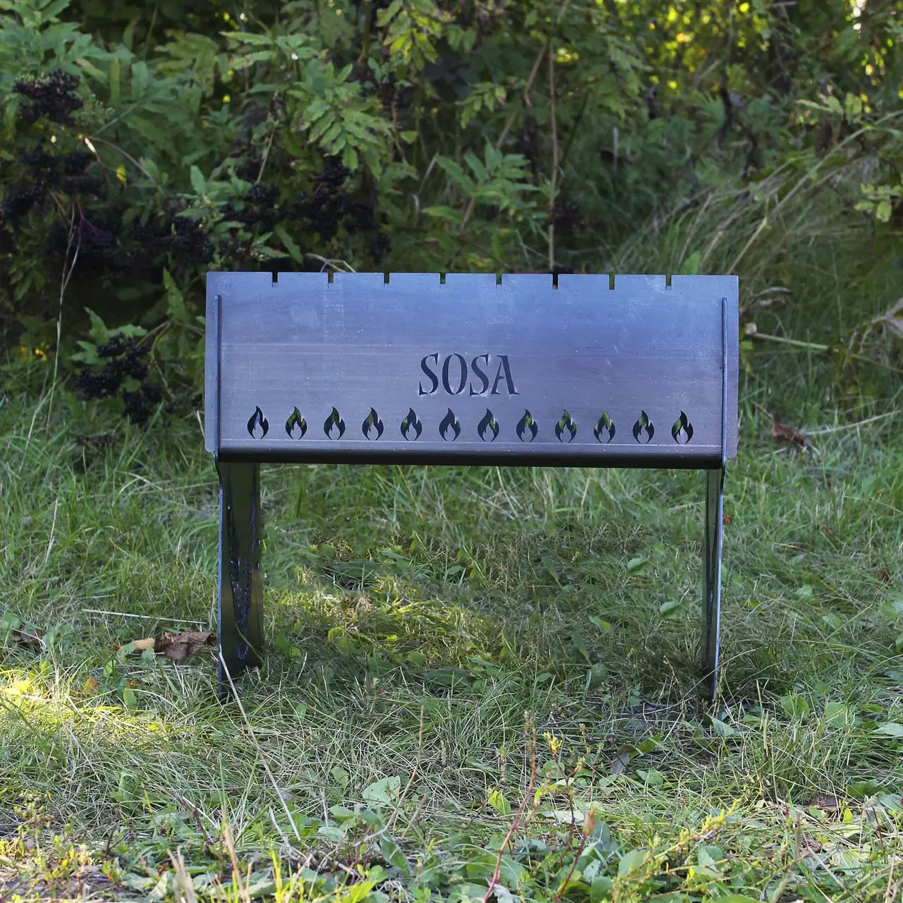 Мангал розбірний на 8 шт з індивідуальним гравіюванням - SOSA - у подарунок. Мангал для подарунка, фото 1