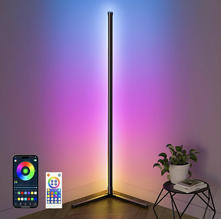Торшер з RGB підсвічуванням кімнати розміром 120 см, кутова LED лампа з можливістю керування по Bluetooth, фото 1