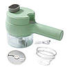 Подрібнювач механічний для овочів з насадками 4в1 Food Chopper Зелений GT 53, фото 2
