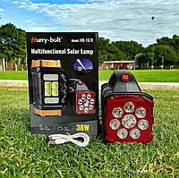 Аккумуляторный LED фонарь Hurry Bolt HB-1678 аварийный светильник с солнечной панелью