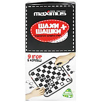 Набор классических игр Maximus 9 в 1 "Шахматы и шашки" поле 24х22 см 5476