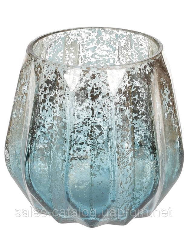 Підсвічник Блакитне срібло 10.5х10 см скляний BonaDi SC, код: 8389684
