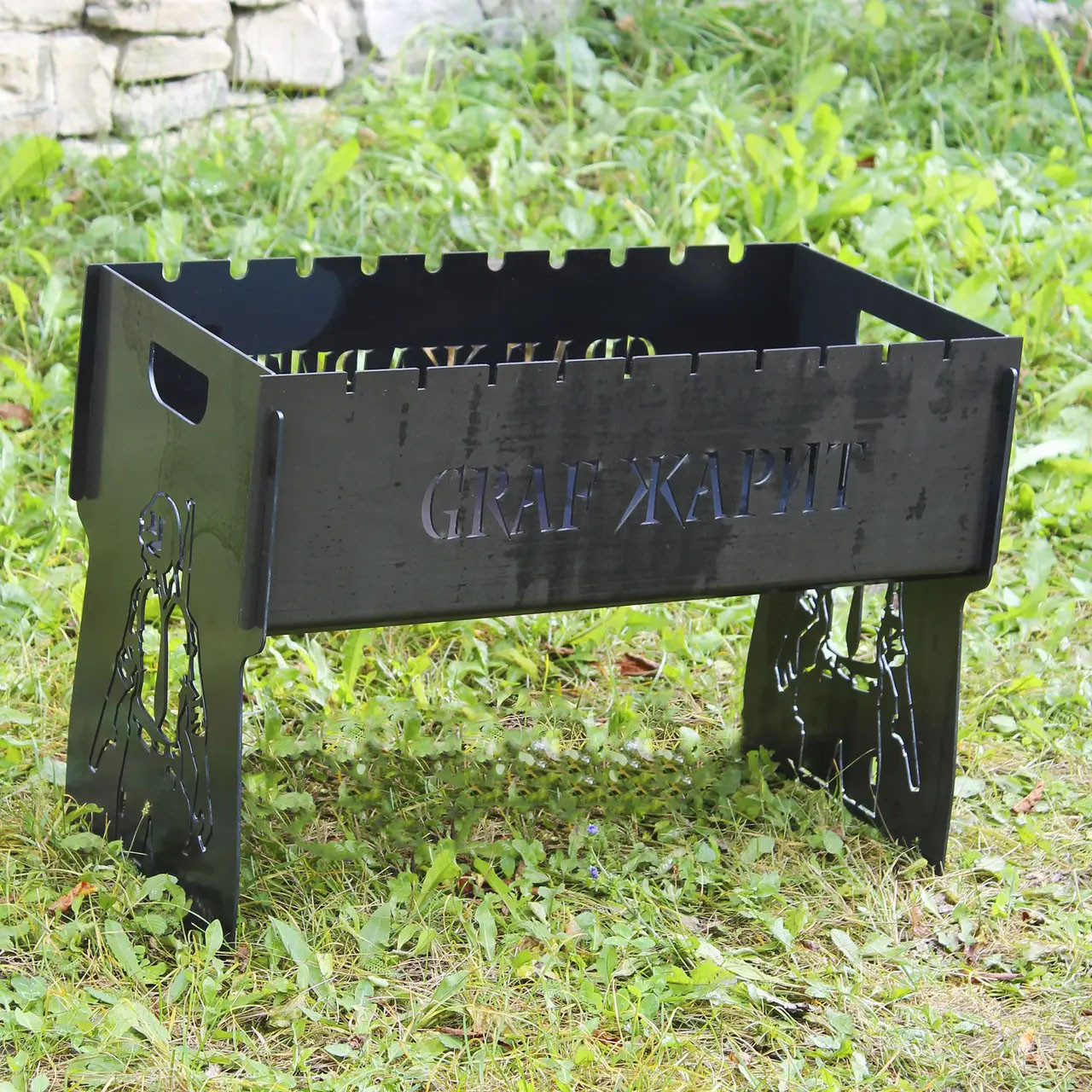 Мангал розбірний на 8 шт з індивідуальним гравіюванням - GRAF СМАЖИТЬ - у подарунок. Мангал для подарунка, фото 1