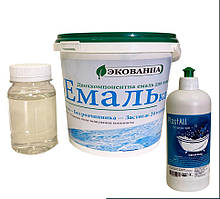Емаль для реставрації ванн ЕкоЕмалька 1000г Білий глянець (ЕкоВанна)  з миючим засобом Plastall