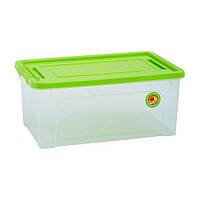 Контейнер пищевой Алеана Smart Box Practice c зажимами прозрачный/салатовая крышка 2.5 л