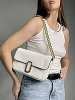 Женская сумка через плечо кожаная Marc Jacobs белая Сумка брендовая на цепочке золотая фурнитура