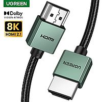 Кабель HDMI 8K Ultra HD UGREEN HD155 HDMI 2.1 HDR+ 3D 8K@60Hz (4K@240Hz) VRR eARC DTS Dolby 48 Gbps 2m (90384)