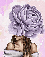 Картина по номерам BrushMe Премиум Дама с фиолетовым пионом 40х50см PGX37546 IN, код: 8263330