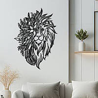 Современные картины для интерьера, декоративное панно на стену "Цветочный Лев", стиль лофт 35x25 см