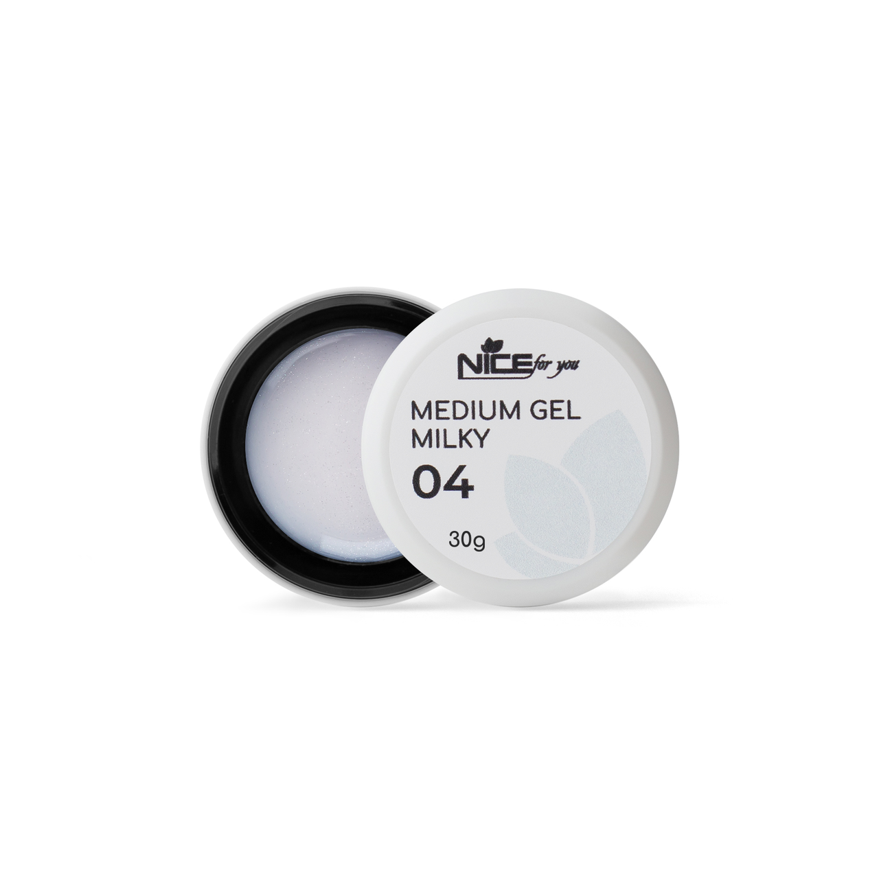 Гель для нарощування Nice for you Medium gel №04 Milky Молочний з шимером 30 г
