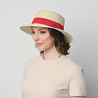 Шляпа LuckyLOOK женская канотье 375-896 One size Светло-бежевый ET, код: 7437095