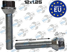 Болт колісний M12х1,25х60 конус цинк ключ 17