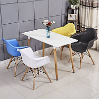 Комплект кухонний: Стіл обідній Нурі SDM квадратний 80х80 см, білий + 4 Різнобарвні крісли ET, код: 2361423