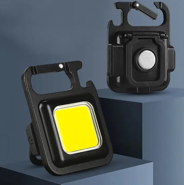 😎Ліхтар-брелок акумуляторний з карабіном та магнітом, металевий, 4 режими LED Type-C 500mAh, фото 1