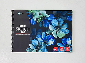 Альбом А4 Скетчбук На спіралі 32 листи Чорний лист 150 г/м2 742608 19464Ф Santi