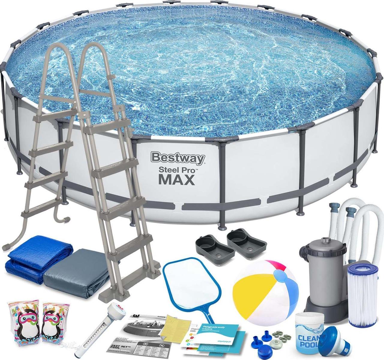 Басейн каркасний 18в1 Bestway 56462 Steel Pro Max 549 см - білий, фото 1