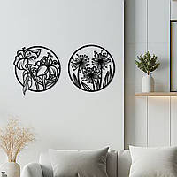 Деревянный декор для комнаты, современные картины для интерьера "Любимые Цветы", стиль лофт діаметр 30 см