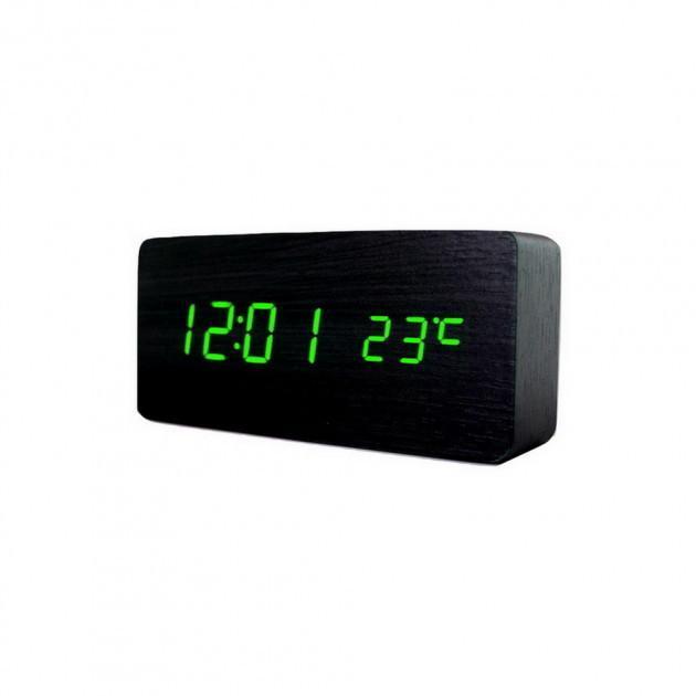 Настільний годинник ART-862 від мережі + батарейки годинник-будильник, дата, температура 16х8х5 см Чорний SC, код: 2462958