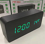 Настільний годинник ART-862 від мережі + батарейки годинник-будильник, дата, температура 16х8х5 см Чорний SC, код: 2462958, фото 3