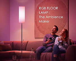 Підлогова RGB LED лампа на пульті керування, Торшер з RGB підсвічуванням кімнати 170 см, фото 3