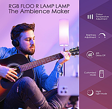 Підлогова RGB LED лампа на пульті керування, Торшер з RGB підсвічуванням кімнати 170 см, фото 4