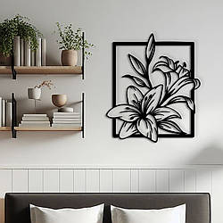 Декоративне панно на стіну, дерев'яний декор для дому "Ніжні Квіти", картина лофт 20x23 см