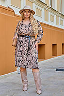 Длинное платье-рубашка женское демисезонное с поясом Sofia SF-258 Кофейный 62-64 IN, код: 8347905