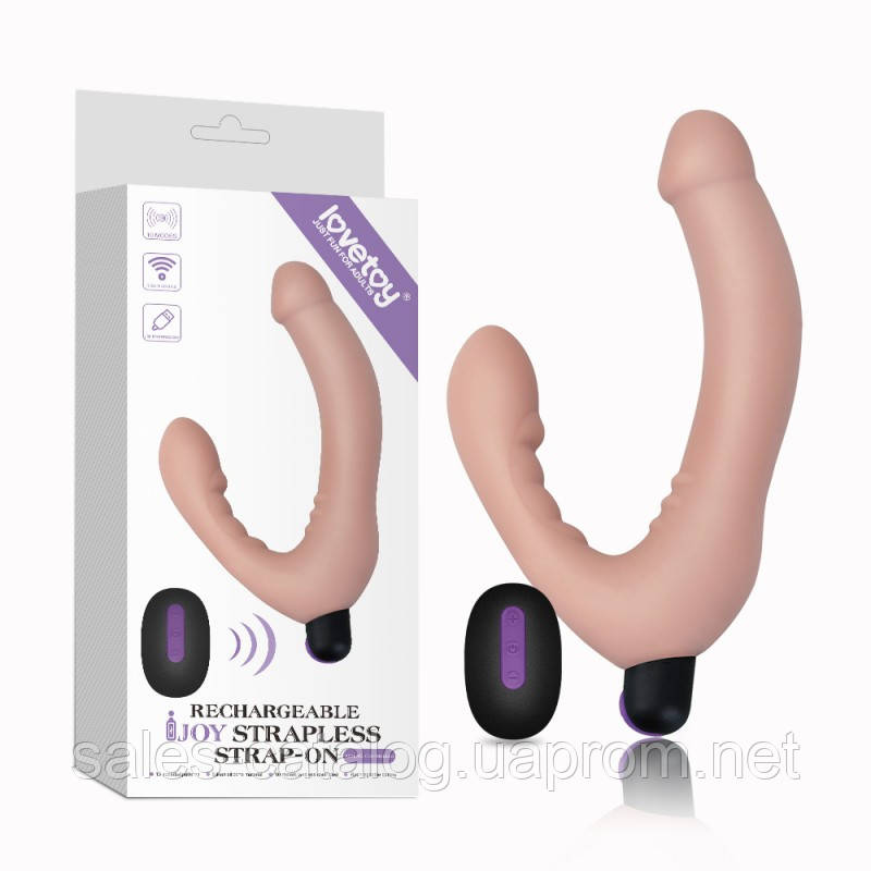 Перезаряджуваний подвійний страпон Lovetoy Rechargeable IJOY Strapless Strap on SC, код: 7724081