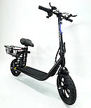 Електросамокат KUGOO С1+ Plus 36V 500W 16Ah чорний з сидінням та посиленим кошиком, фото 4