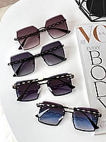 Сонцезахисні жіночі окуляри металева оправа квадратні