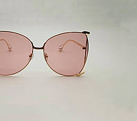 Солнцезащитные очки женские розовые, имиджевые стильные очки в крупной оправе бабочка