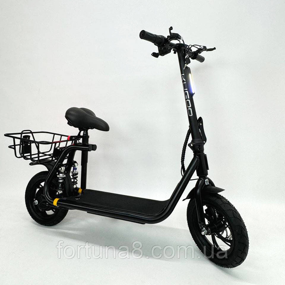Електросамокат KUGOO С1+ Plus 36V 500W 16Ah чорний, з сидінням та посиленим кошиком