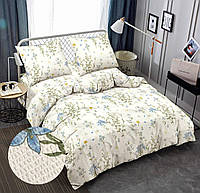 Комплект постельного белья Жатка Молочный с цветами Полуторный размер 150х220