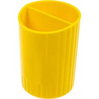 Подставка для ручок на 2 отделения пластик желтый
