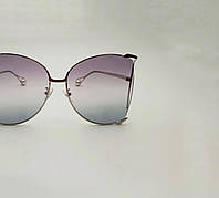 Солнцезащитные очки женские фиолетовые, имиджевые стильные очки в крупной оправе бабочка с градиентом